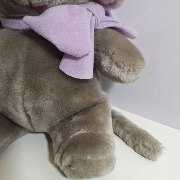 Disney Bianca Plush Mouse Purple Bow 16" Vintage 80s Made in Korea - Picture 10 of 16